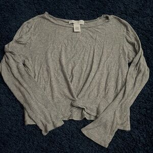Planet Gold Heather Gray Long Sleeve Top
